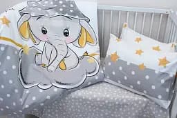 Комплект постільної білизни в ліжечко Tag Tekstil Sweet sleeper grey для немовлят Слоник (сірий) - мініатюра 2