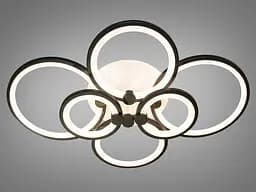 Стельова LED-люстра Diasha 8022/6BK 110W, 6 кілець, 3 кольори світла, Ø58x80 см, диммер, пульт - мініатюра 4