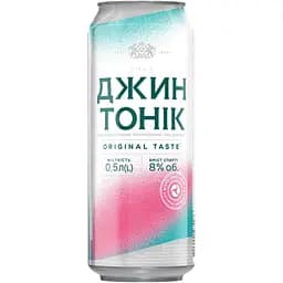 Упаковка напою слабоалкогольного Оболонь Джин Тонік 8% 12 л з/б (0.5 л х 24 шт.) - мініатюра 2