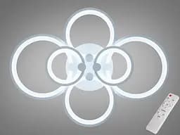 Стельова LED-люстра Diasha 8022/6WH 110W, 6 кілець, 3 кольори світла, Ø58x80 см, диммер, пульт - мініатюра 2