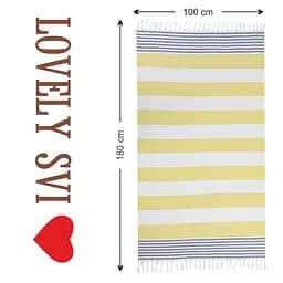 Рушник пештемаль Lovely Svi бавовняний, пляжний, хамам, spa - XХL 100x180 см Yellow/Blue Stripes (8032025) - мініатюра 4