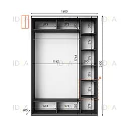 Шафа-купе Idea серія 1 160 x 60 x 240 см Антрацит Дзеркало - мініатюра 2