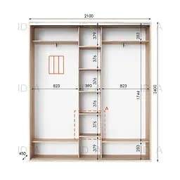 Шафа-купе Idea серія 2 210 x 45 x 240 см Дуб сонома Дзеркало - мініатюра 2