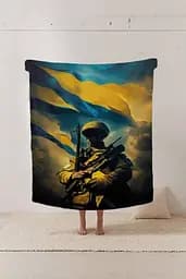 Плед плюшевий патріотичний 3D Захисник України 160х200 см - мініатюра 2