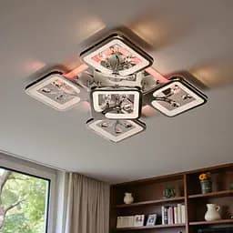 Дизайнерська стельова LED-люстра для вітальні Diasha S8157/4+1HR LED 3color - хром, 90 Вт, 43x43 см - мініатюра 2