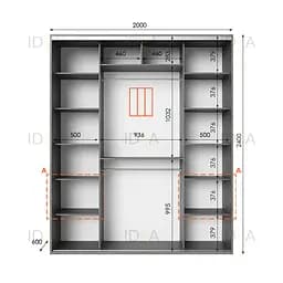 Шафа-купе Idea серія 3 200 x 60 x 240 см Венге темний Дзеркало - мініатюра 2