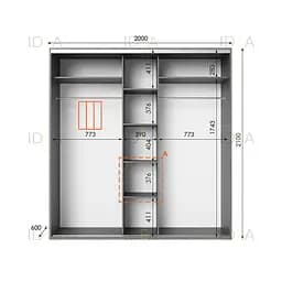 Шафа-купе Idea серія 6 200 x 60 x 210 см Венге темний Дзеркало - мініатюра 2