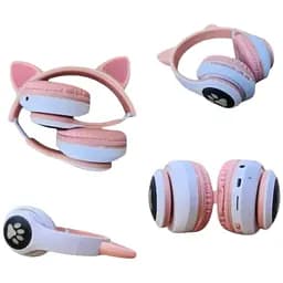 Бездротові дитячі навушники Cat Ear STN-28 Bluetooth з котячими вушками, що світяться рожеві - мініатюра 3