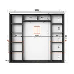 Шафа-купе Idea серія 7 230 x 45 x 210 см Антрацит Дзеркало - мініатюра 2