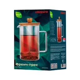Френч-прес Ardesto Midori 800 мл боросилікатне скло нержавіюча сталь бамбук прозорий - мініатюра 8