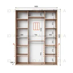 Шафа-купе Idea серія 3 180 x 60 x 240 см Дуб сонома Дзеркало - мініатюра 2