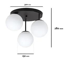 Люстра стельова LED Levistella 756HPR150F-3 BK+WH (300), 3 плафона E27, чорний + білий, діаметр 150 мм, сучасний стиль для дому - мініатюра 2