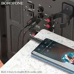 Готовий аудіо кабель miniJack 3,5 Stereo - 2xRCA Borofone BL-11 1,5m - мініатюра 4