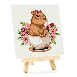 Картина за номерами, Квіткова капібара , 15х15см, з мольбертом, ROSA START - мініатюра 3