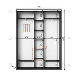 Шафа-купе Idea серія 2 180 x 45 x 240 см Антрацит Дзеркало - мініатюра 2