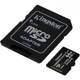Карта пам'яті Kingston microSDXC 64GB Class 10 UHS-I U1 V10 A1 + SD-adapter (SDCS2/64GB) - мініатюра 2
