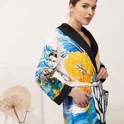 Халат жіночий з плюшевого велюру ексклюзивний Ukrainian soul 18343 L-XL - мініатюра 5