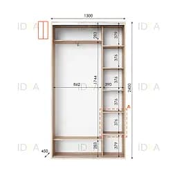 Шафа-купе Idea серія 1 130 x 45 x 240 см Дуб сонома Дзеркало - мініатюра 2