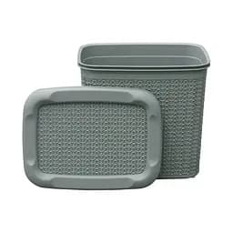 Корзина Ucsan Plastik KNIT прямокутна з кришкою сiрий металiк 10 л (86008.2) - мініатюра 3