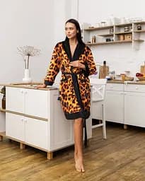 Халат жіночий з плюшевого велюру ексклюзивний Leopard 18274 M-L - мініатюра 2
