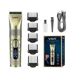 Акумуляторна машинка для стрижки VGR V-659, 5 насадок, регулювання потужності 6500-7500 RPM, IPX7, LED display, Box - мініатюра 2