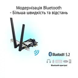 Адаптер WiFi PCE-AXE5400 AXE5400, PCI-Express x1, BT5.2 Asus teh0017372 - мініатюра 4