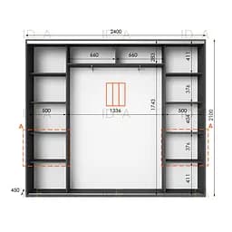 Шафа-купе Idea серія 7 240 x 45 x 210 см Антрацит Дзеркало - мініатюра 2