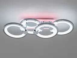 Люстра стельова LED Diasha H8022/2+2HR, 65W, 3200K-6500K, хром, сучасний стиль, з пультом, для дому - мініатюра 3