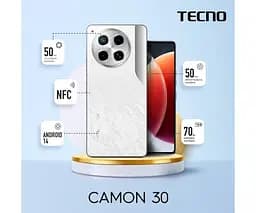 Смартфон Tecno Camon 30 CL6 8/256Gb NFC 2 sim білий (4894947020476) - мініатюра 8