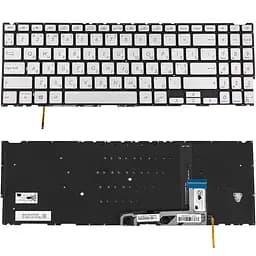 Клавіатура для ноутбука ASUS (UX534 series) ukr, silver, без фрейма, підсвічування клавіш (оригінал)