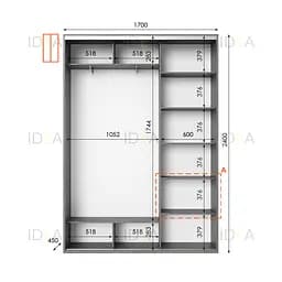 Шафа-купе Idea серія 1 170 x 45 x 240 см Венге темний Дзеркало - мініатюра 2