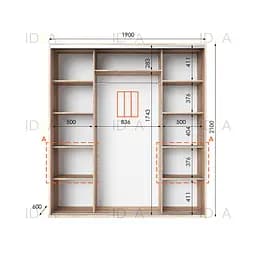 Шафа-купе Idea серія 7 190 x 60 x 210 см Дуб сонома Дзеркало - мініатюра 2