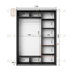 Шафа-купе Idea серія 1 170 x 60 x 240 см Антрацит Дзеркало - мініатюра 2