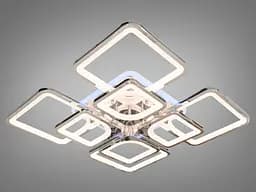 Люстра стельова LED Diasha 8060/4+4HR, 190W, 3200K-6500K, хром, сучасний стиль для кухні, вітальні, спальні, дитячої, коридору - мініатюра 3