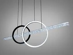 Сучасний підвісний LED світильник Diasha 1106/2+1BK чорний 72W 120 см кільця до 20 м2 - мініатюра 2