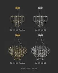 Невагома золота триярусна люстра Ø 80 см | Арт. MJ205-800 Titanium | Line F - мініатюра 4
