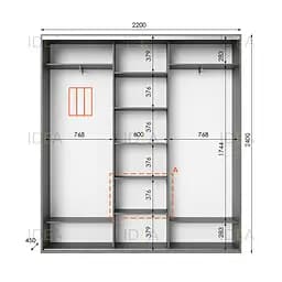 Шафа-купе Idea серія 2 220 x 45 x 240 см Венге темний Дзеркало - мініатюра 2