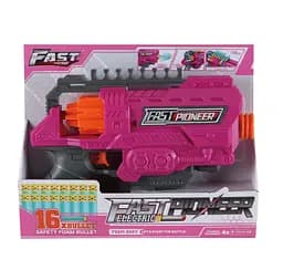 Бластер BIG529R Turbo & Fast автоматический барабан с мягкими патронами 16шт Розовый (6954352282529)