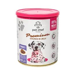 Вологий корм для дорослих собак Pet Chef, шматочки в желе з індичкою 800 г - мініатюра 9
