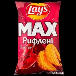 Набір: чипси Lays Max Strong Чилі та лайм картопляні 95 г + чипси Lays Max Рифлені Сметана та цибуля картопляні 95 г + чипси Lays Max Рифлені Лобстер картопляні 95 г - мініатюра 4