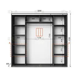 Шафа-купе Idea серія 7 220 x 60 x 210 см Антрацит Дзеркало - мініатюра 2