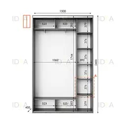 Шафа-купе Idea серія 1 150 x 45 x 240 см Венге темний Дзеркало - мініатюра 2
