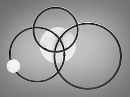 Стельова люстра LED Diasha MX2987-3L WH+BK Rings, 55W, біло-чорний, сучасний стиль для коридору, спальні, вітальні - мініатюра 4