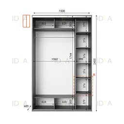 Шафа-купе Idea серія 1 150 x 60 x 240 см Венге темний Дзеркало - мініатюра 2