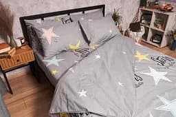 Комплект постільної білизни Moon&Star Бязь Gold Люкс Gray Stars Дитячий 110x140 см наволочки 2x50x70 см - мініатюра 4