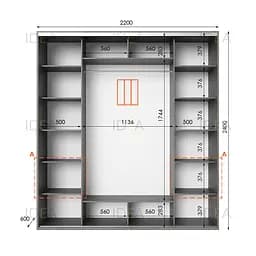 Шафа-купе Idea серія 4 220 x 60 x 240 см Венге темний Дзеркало - мініатюра 2