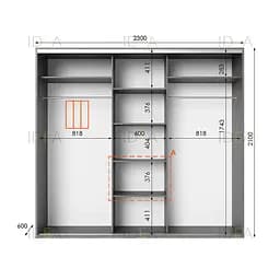 Шафа-купе Idea серія 6 230 x 60 x 210 см Венге темний Дзеркало - мініатюра 2