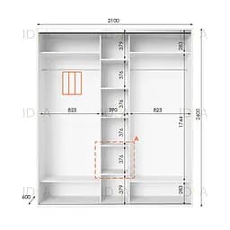 Шафа-купе Idea серія 2 210 x 60 x 240 см Білий - мініатюра 2