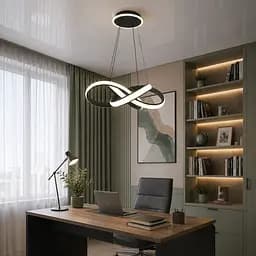 Стильна підвісна LED люстра для вітальні Linisoln 9031-600 BK чорна 215W 60 см 15-25 м2 - мініатюра 3