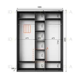Шафа-купе Idea серія 2 180 x 60 x 240 см Антрацит Дзеркало - мініатюра 2